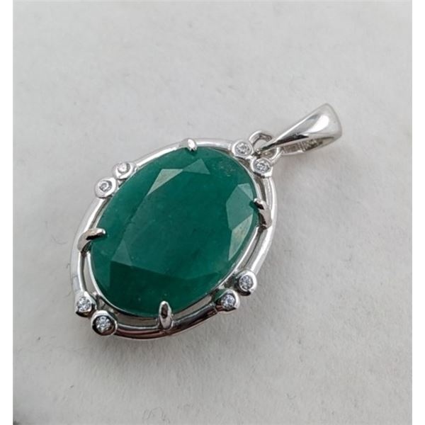 *^ 2.5 ct Certified Silver Emerald gemstone Pendant ($10,375 Appraisal)
