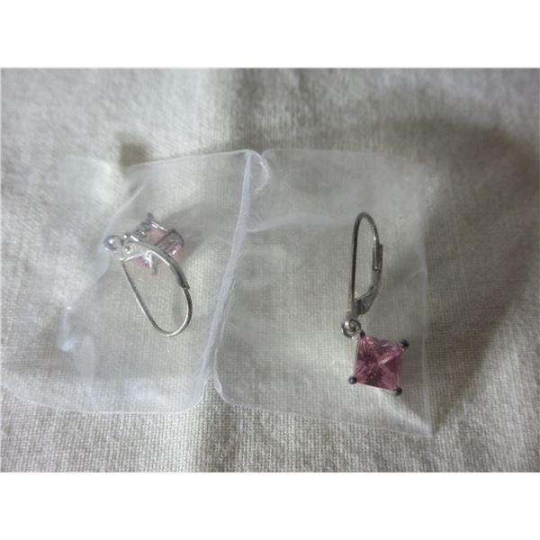 (R #1):  NEW/AVON:  STERLING SILVER LEVERBACK PINK DROP EARRINGS