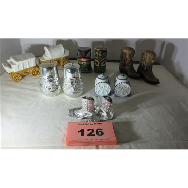 (R #1):  COLLECTABLE:  TRAY C/W 6 SETS OF SALT & PEPPER SHAKERS