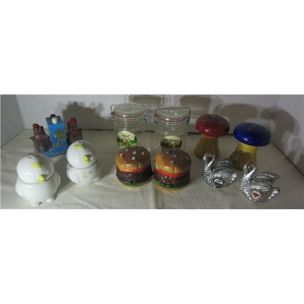 (R #1):  COLLECTABLE - TRAY C/W 6 SETS OF SALT & PEPPER SHAKERS