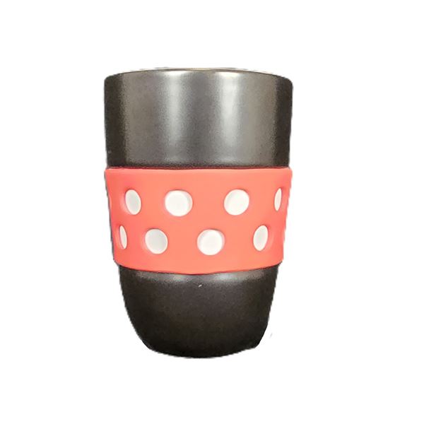 A Minnie Mouse Mug with Rubber Grip.