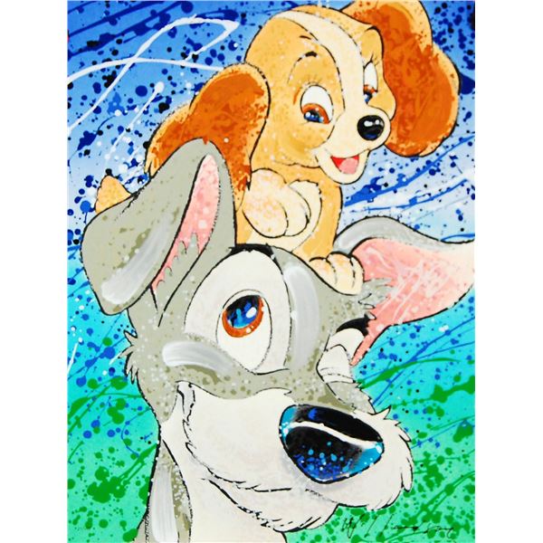 An Original David Willardson Embossed Serigraph of Lady and The Tramp.