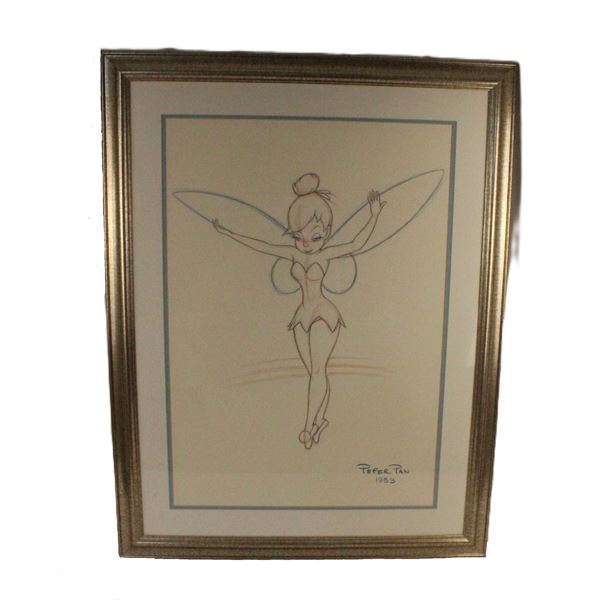 A Large Tinker Bell Art Sketch Print.