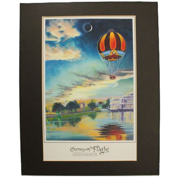 A Characters in Flight matted print on mat board.