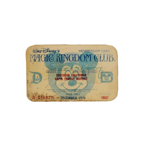 A Disneyland's Magic Kingdom Club Membership Card.