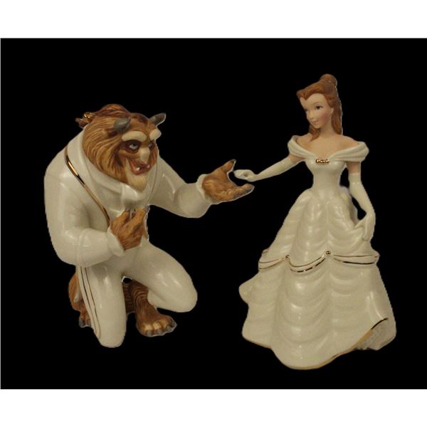 A 2-Piece Beast and Belle Figure Set by Lenox.
