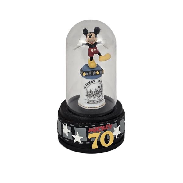 A 70th Anniversary Mickey Mouse Thimble and Display.