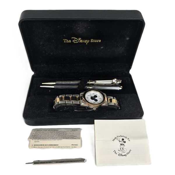 A Disney Store Watch, Pen and Pencil Set.