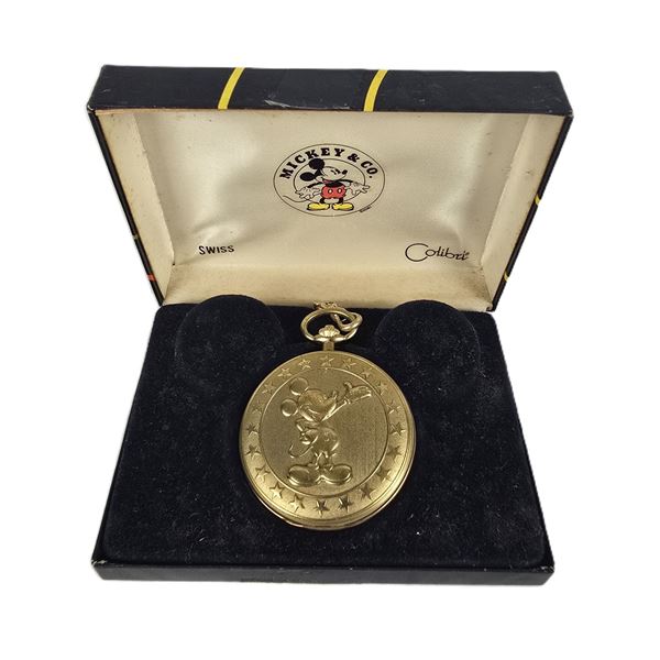A Gold-Toned Mickey Pointing Pocket Watch