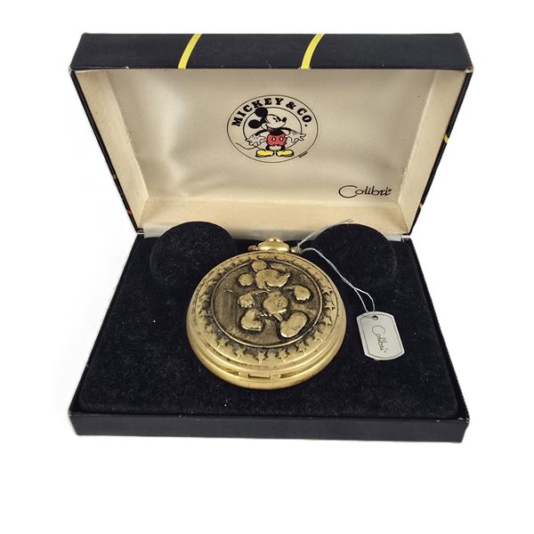 A Gold-Toned Walking Mickey Pocket Watch