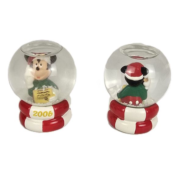 A Pair of Small Mickey Snow Globes.