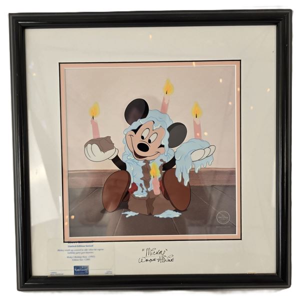 An Autographed Limited Edition Happy Birthday Mickey Sericel.