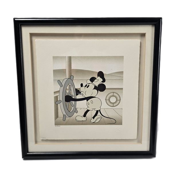 A Limited Edition Framed Steamboat Willie Print.
