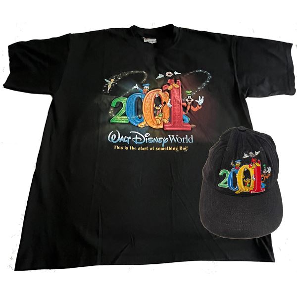 A 2001 Walt Disney World Hat and T-Shirt Set.