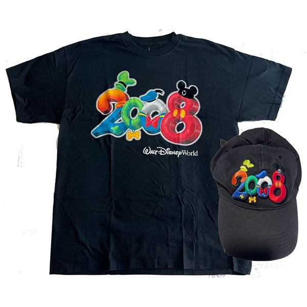 A 2008 Walt Disney World Hat and T-Shirt Set.