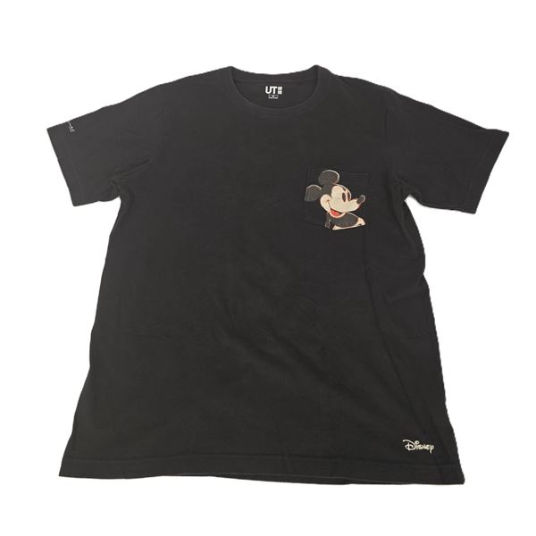 A Black Uniqlo Mickey Mouse Pocket T-Shirt.