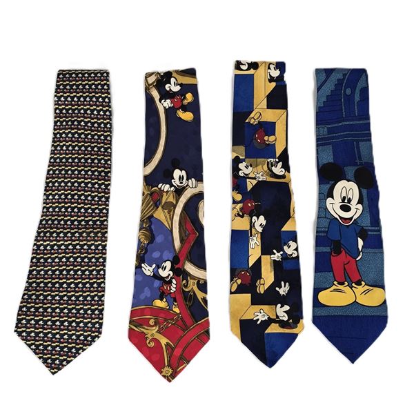 A Set of Four (4) Blue Silk Mickey Ties.