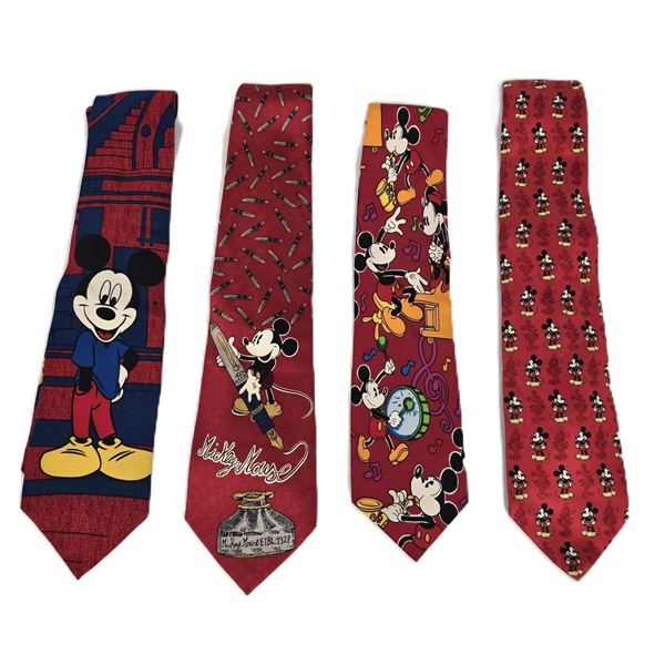 A Set of Four (4) Red Silk Mickey Ties.
