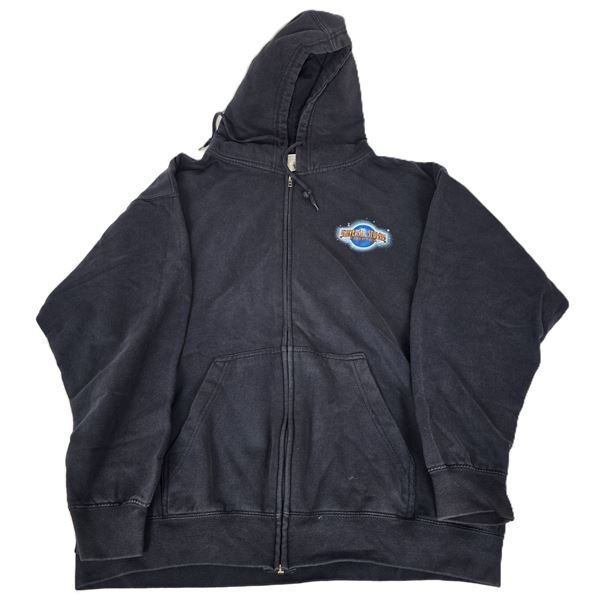 A Blue Universal Studios Zip-up Sweatshirt.