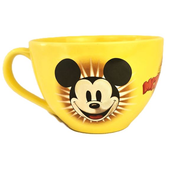 A Large Yellow Mickey Mouse Mug.