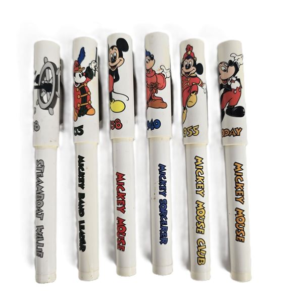A Set of Six (6) Mickey Through the Years Ink Pens.