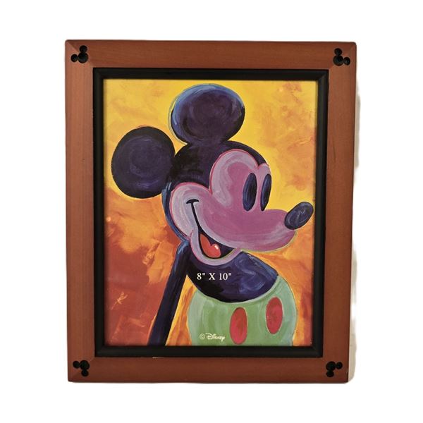 A Large Wooden Mickey Mouse Picture Frame.