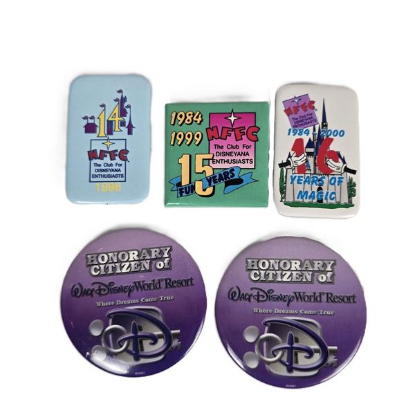 A Set of Five (5) Disney Buttons.