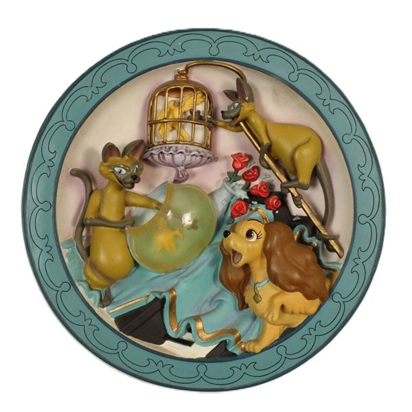 A Lady and the Tramp "We Are Siamese" 3D Relief Plate.