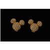 Image 1 : A Pair (2) of Gold-Toned Mickey Mouse Head Swarovski Earrings.