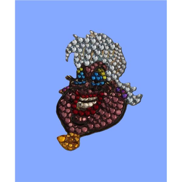A Rare Ursula Head Pave Swarovski Crystal Brooch.