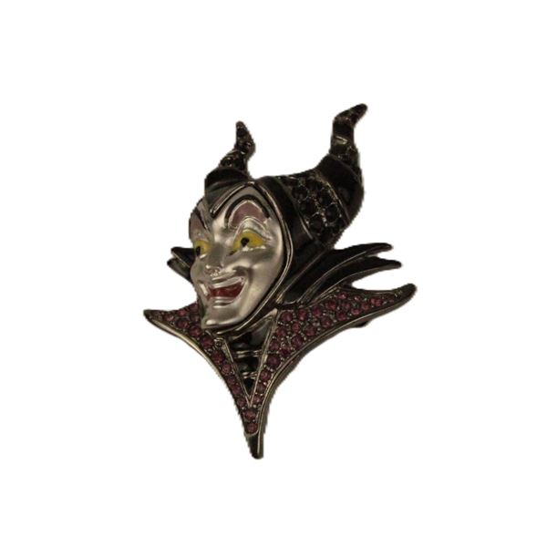 A Rare Maleficent Relief Brooch With Swarovski Crystals.