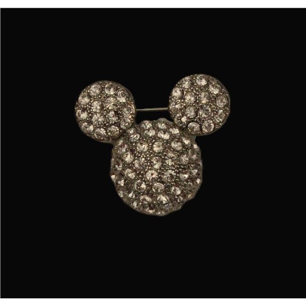 A Small Mickey Head Shaped  Swarovski Crystal Brooch.
