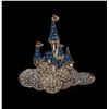 Image 1 : A Bright Blue and White Swarovski Cinderella Castle Swarovski Crystal Pin.