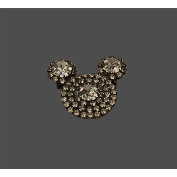 A Pave Swarovski White Crystal Mickey Head Pin.