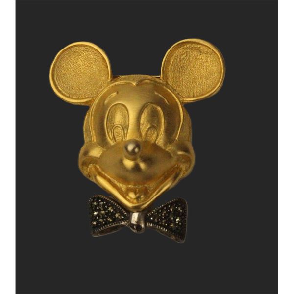 A Gold-toned 3-D Mickey Face with Swarovski Crystal Adorned Bow Tie.