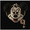 Image 1 : A Large Leather-backed Swarovski Crystal Mickey Face Pin.