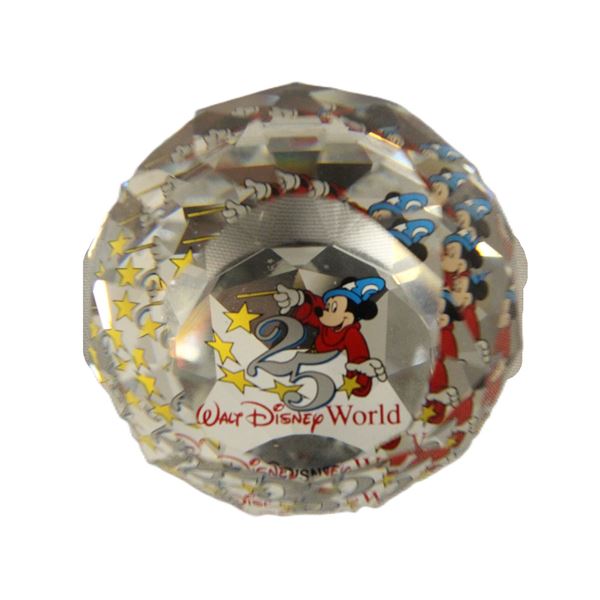 A Walt Disney World 25 Years Celebration faceted Swarovski Crystal Paperweight by Arribas.