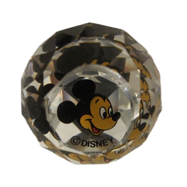 A Mickey Mouse Diamond Cut Swarovski Crystal Paperweight by Arribas.