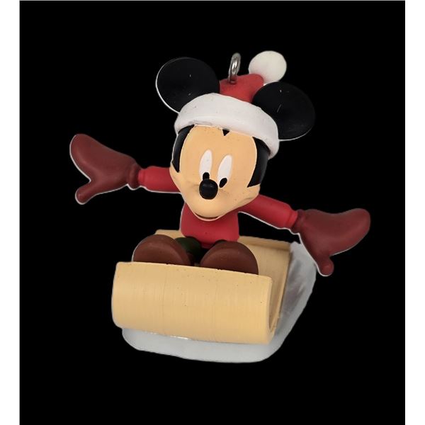 A Sledding Mickey Mouse Ornament.