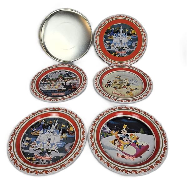 A Vintage Disneyland Holiday Tin Plate Set.