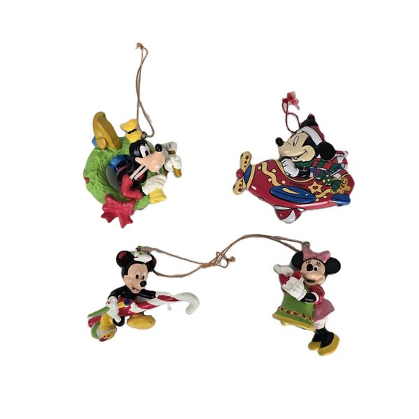 Four (4) Disney Character Christmas Ornaments.