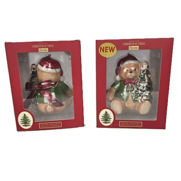 A Pair of Teddy Bear Christmas Ornaments.