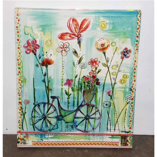 ABSTRACT BICYCLE & FLOWERS WALL ART