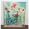 Image 1 : ABSTRACT BICYCLE & FLOWERS WALL ART