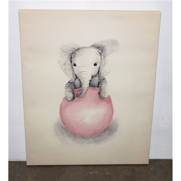 BABY ELEPHANT WITH PINK BALL WALL DECOR