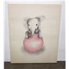 Image 1 : BABY ELEPHANT WITH PINK BALL WALL DECOR