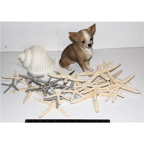 LOT OF HOME DECOR, DOG AND STARFISH