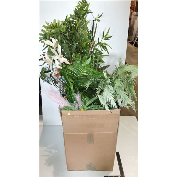LARGE BOX OF FAUX PLANT FOLIAGE