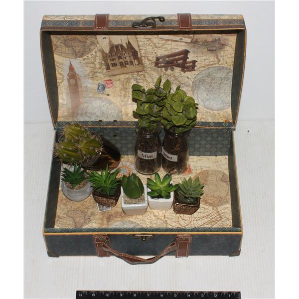 DECORATIVE STORAGE BOX WITH ARTIFICIAL PLANTS