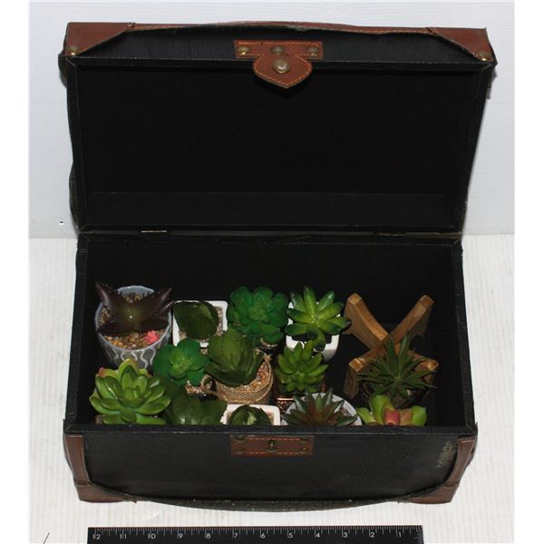 DECORATIVE STORAGE BOX WITH ARTIFICIAL PLANTS